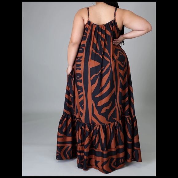 ANIMAL PRINT VOLUMINOUS MAXI DRESS - Picture 3 of 6